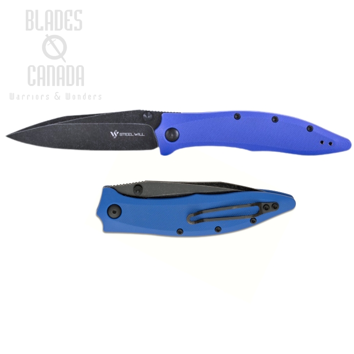 Steel Will Gienah Folding Knife, D2 Black SW, G10 Blue, F53-23